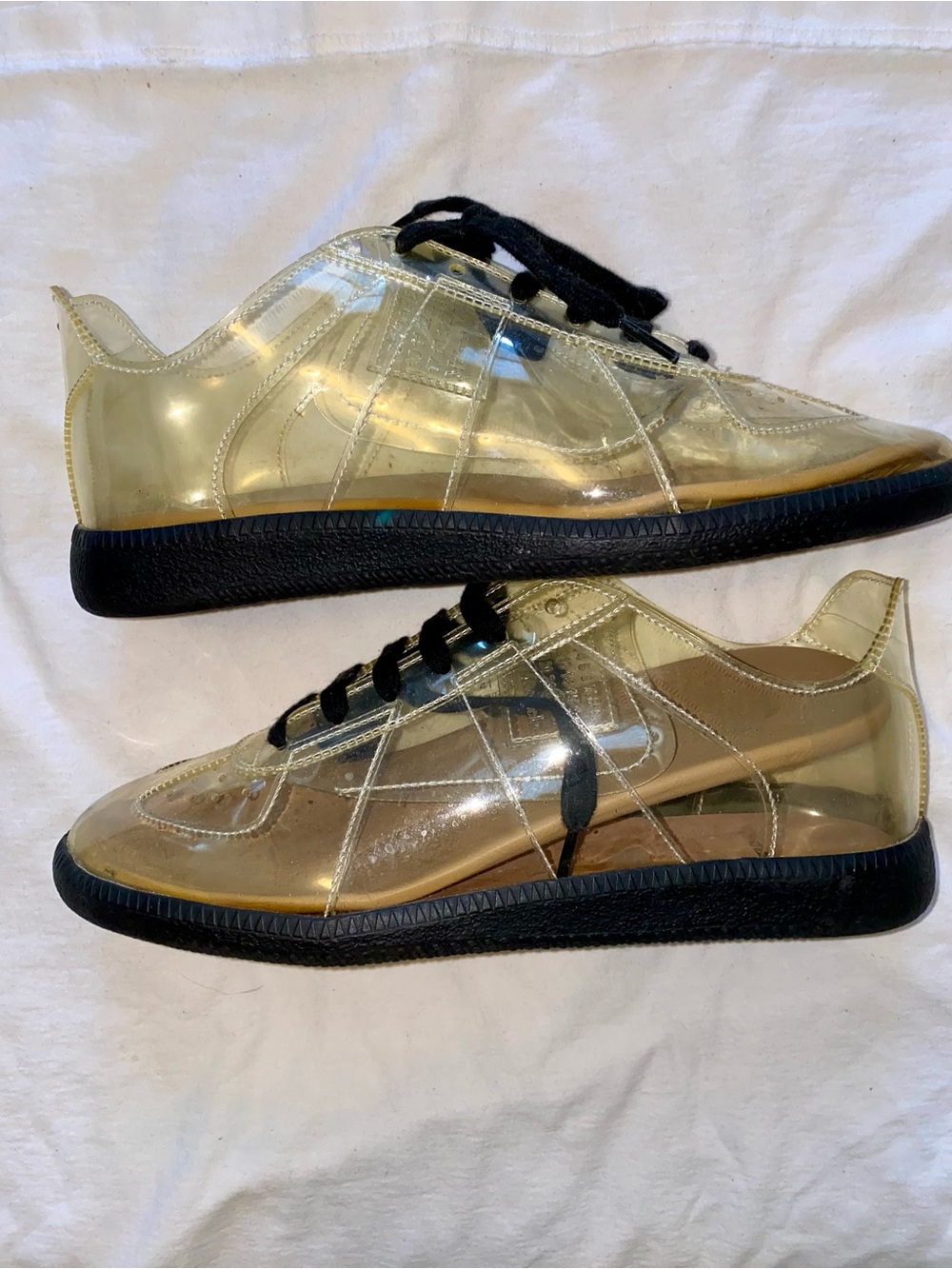 Maison Martin Margiela Gold Transparent Sneakers with Black Soles